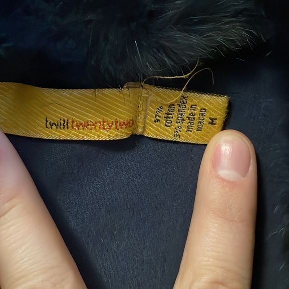 Twilltwentytwo Navy Blue fur trimmed corduroy jacket. - Picture 3 of 14